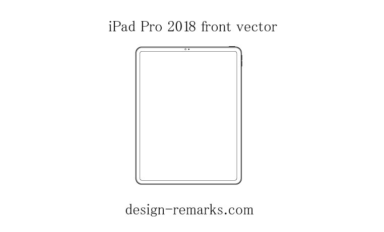 iPad Pro 2018の無料ベクター素材(正面の線画)